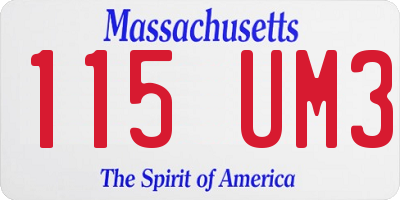 MA license plate 115UM3