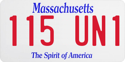 MA license plate 115UN1