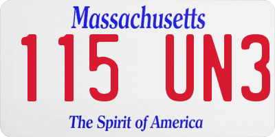 MA license plate 115UN3