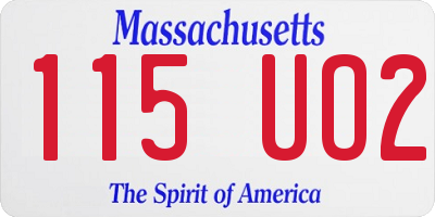 MA license plate 115UO2