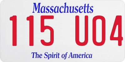 MA license plate 115UO4