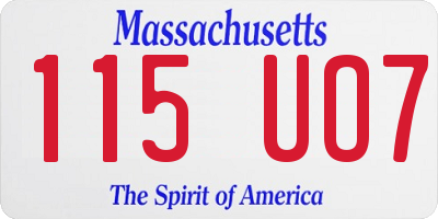MA license plate 115UO7