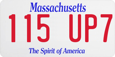 MA license plate 115UP7