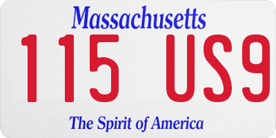 MA license plate 115US9