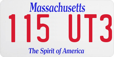 MA license plate 115UT3