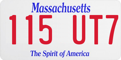 MA license plate 115UT7