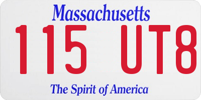MA license plate 115UT8