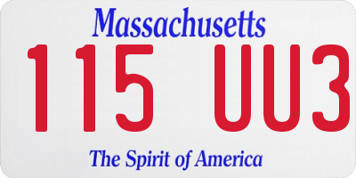MA license plate 115UU3