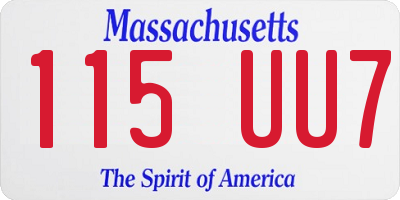 MA license plate 115UU7