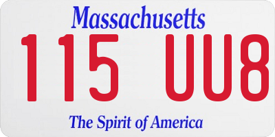MA license plate 115UU8
