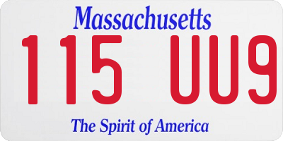 MA license plate 115UU9