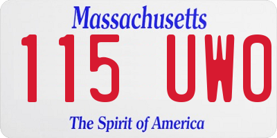MA license plate 115UW0