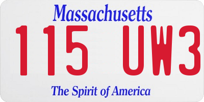 MA license plate 115UW3