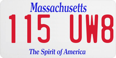 MA license plate 115UW8