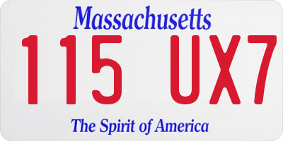 MA license plate 115UX7