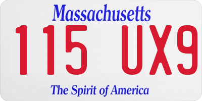 MA license plate 115UX9