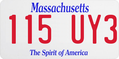 MA license plate 115UY3