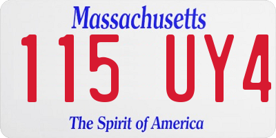 MA license plate 115UY4