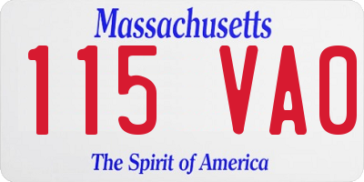 MA license plate 115VA0