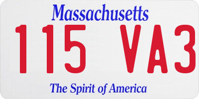 MA license plate 115VA3
