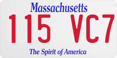 MA license plate 115VC7