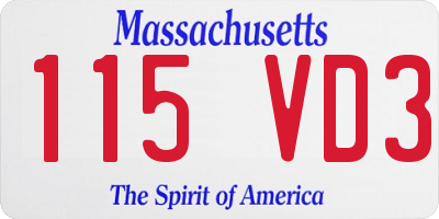 MA license plate 115VD3