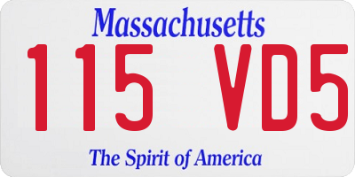MA license plate 115VD5
