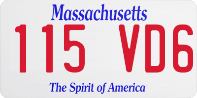 MA license plate 115VD6