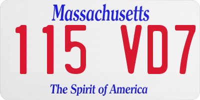 MA license plate 115VD7