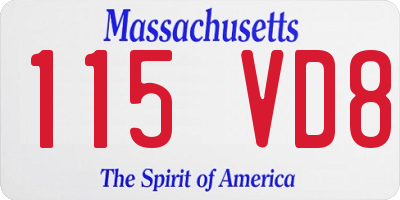MA license plate 115VD8