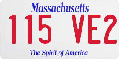 MA license plate 115VE2