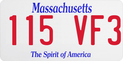 MA license plate 115VF3