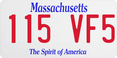 MA license plate 115VF5