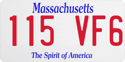 MA license plate 115VF6