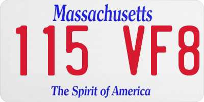 MA license plate 115VF8