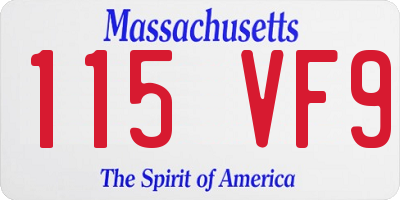 MA license plate 115VF9