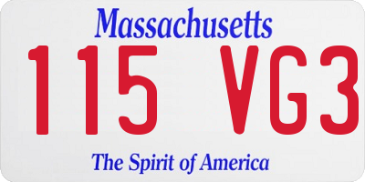 MA license plate 115VG3