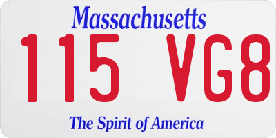MA license plate 115VG8