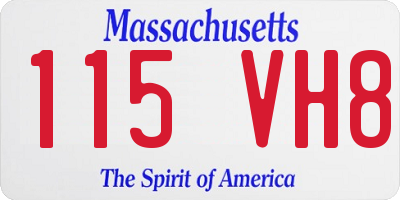 MA license plate 115VH8