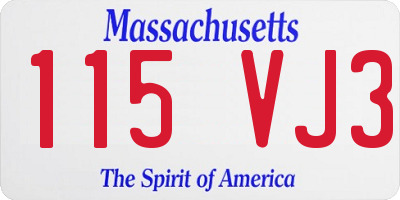 MA license plate 115VJ3