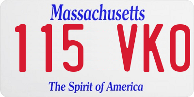 MA license plate 115VK0