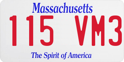MA license plate 115VM3