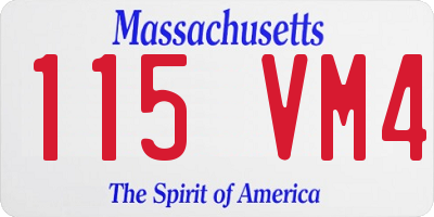 MA license plate 115VM4