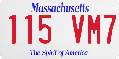 MA license plate 115VM7