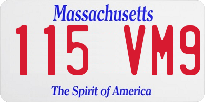 MA license plate 115VM9