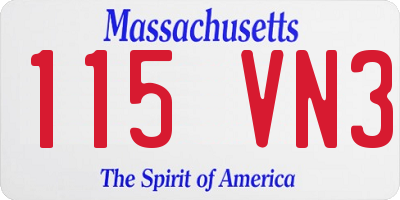MA license plate 115VN3