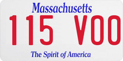 MA license plate 115VO0