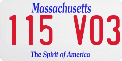 MA license plate 115VO3