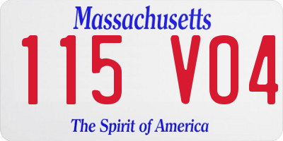 MA license plate 115VO4