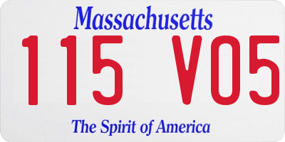 MA license plate 115VO5